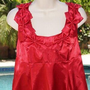 Allison Taylor Red Sleeveless Bow Detail Tunic Top